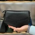 کیف زنانه چرم طبیعی کوچک مشکی بافت‌دا