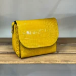 کیف زنانه چرم طبیعی زرد مدل لیما ورنی